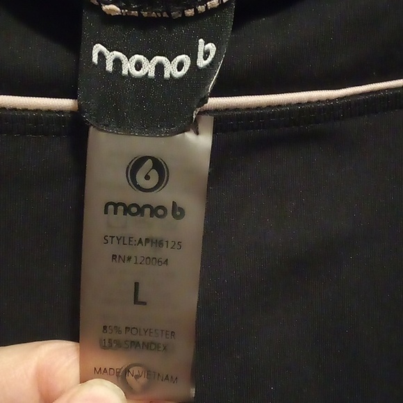 Mono B Black With Marble Design Inside Waist Pocket Leggings - Size Large - Picture 6 of 10